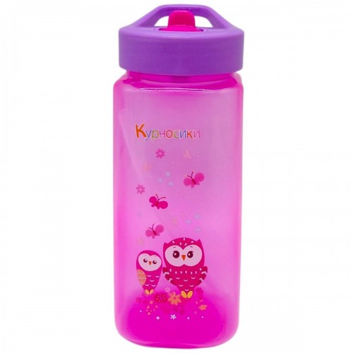 Поїлка зі складним носиком та силіконовою соломкою 420 мл (РОЖЕВА) (Lindo)