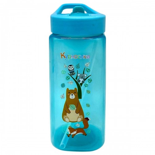 Поїлка зі складним носиком та силіконовою соломкою 420 мл (БІРЮЗОВА) (Lindo)