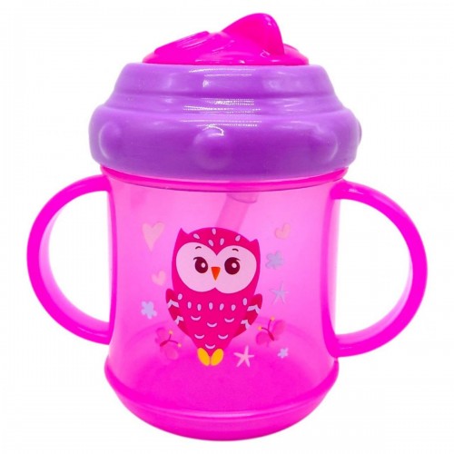 Поїлка-непроливайка з ручками та силіконовою трубочкою 200 мл.(РОЖЕВА) (Lindo)