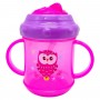 Поїлка-непроливайка з ручками та силіконовою трубочкою 200 мл.(РОЖЕВА) (Lindo)