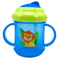 Поїлка-непроливайка з ручками та  силіконовою  трубочкою 200 мл.(СИНЯ)