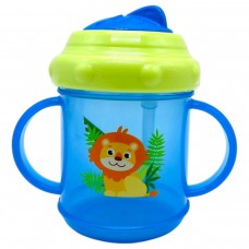 Поїлка-непроливайка з ручками та  силіконовою  трубочкою 200 мл.(СИНЯ)