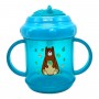 Поїлка-непроливайка з ручками та силіконовою трубочкою 200 мл.(БІРЮЗОВА) (Lindo)