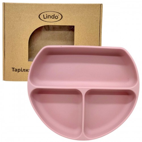 Тарелка секционная силикон (РОЗОВАЯ) (Lindo)