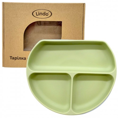 Тарелка секционная силикон (ЗЕЛЕНАЯ) (Lindo)