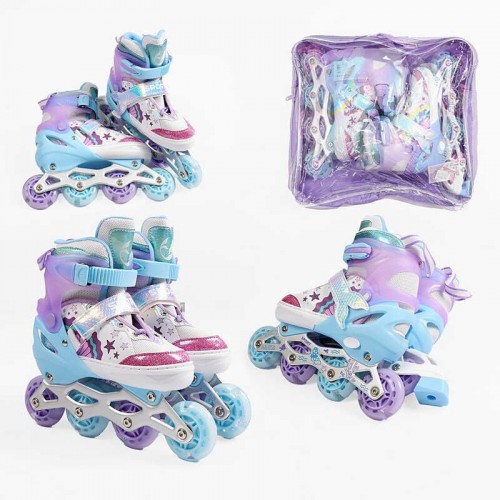 Ролики размер 29-33 (6) цвет Фиолетовый, стелька 18-21 см, колеса PU, d колес – 6 см, подсветка колес, в сумке (Best Roller)