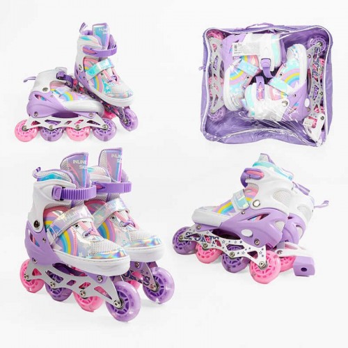 Ролики размер 29-33 (6) цвет Фиолетовый, стелька 18-21 см, колеса PU, d колес – 6 см, подсветка колес, в сумке (Best Roller)