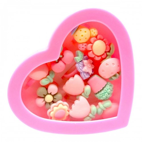 Кільце пластикове дитяче 12шт.у подарунковій кор. (СЕРДЦЕ) (MiC)