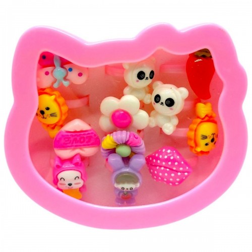 Кільце пластикове дитяче 12шт.у подарунковій кор. (КОТИК) (MiC)