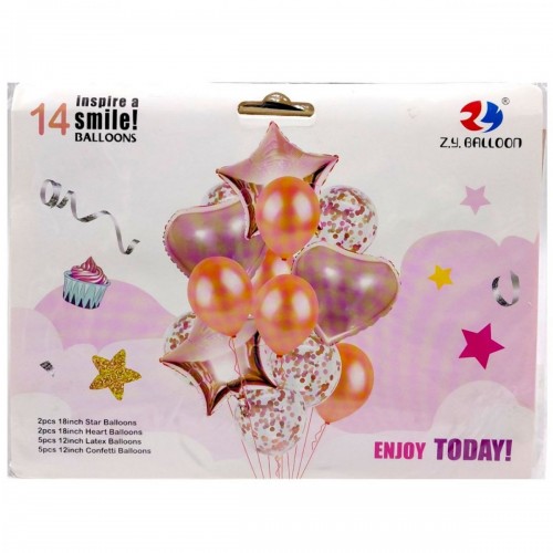 Шарики набор-букет 14 шт ENJOY TODAY (Бронзовый) (MiC)