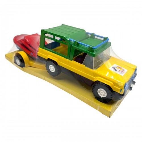 Машина "Мерс с коневозом" (желтый + красный катер) (Wader)