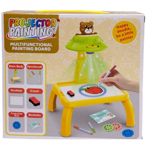 Столик з проєктором, на батарейках, “Ведмедик”, підсвітка, диски, фломастери, в коробці (MiC)