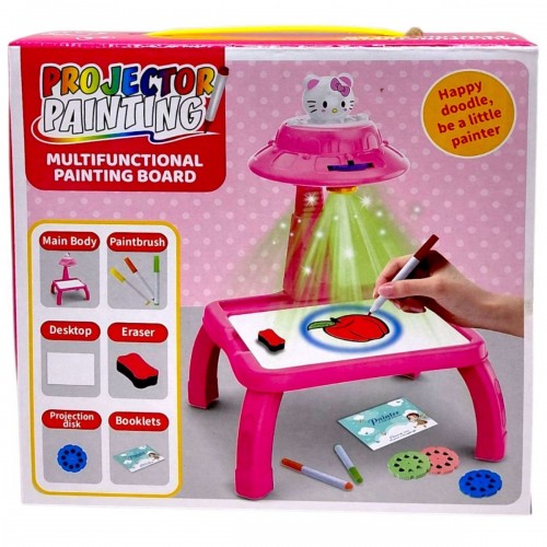 Столик з проєктором на батарейках, герой, підсвітка, диски, фломастери, в коробці (MiC)