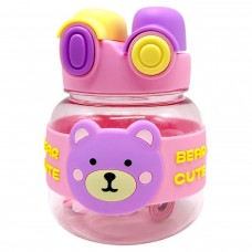 Пляшка для води 1000 мл, пластикова, ремінець, трубочка, шийка, в пакеті (РОЖЕВА)