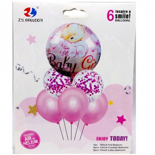 Кулі набір-святковий "Хлопчик" /"Дівчинка" 6шт. (1шт.-45см, 5шт.-30см) (MiC)