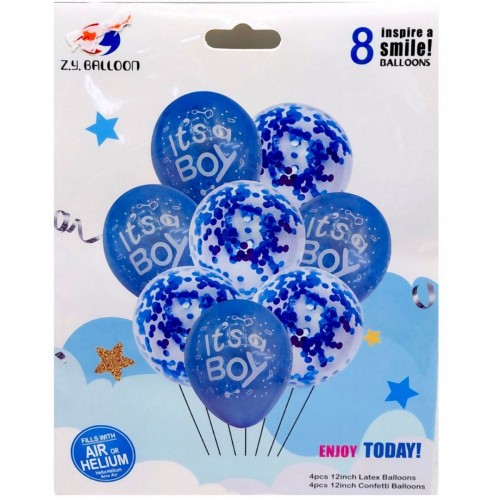 Кулі повітряні набір-святковий "ITS BOY,GIRL" 8шт.(4шт.-30см, 4шт.СБЛИСТК.-30см) (MiC)