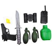 НАБОР АРМИИ: ПИСТОЛЕТ, ФЛЯГА, ГРАНАТА 2ШТ, БИНОКЛЬ, РАЦИЯ (ПИСТОЛЕТ НА ПУЛЬКАХ)