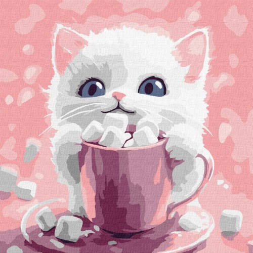 Картина по номерам для детей "Какао для котика (картина №1)" 30х30см (Ідейка)