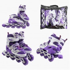 Ролики /размер 39-43/ цвет – ФИОЛЕТОВЫЙ (6) колеса PU, ПЕРЕДНЕЕ КОЛЕСО СВЕТ, d – 6.5 см, в сумке