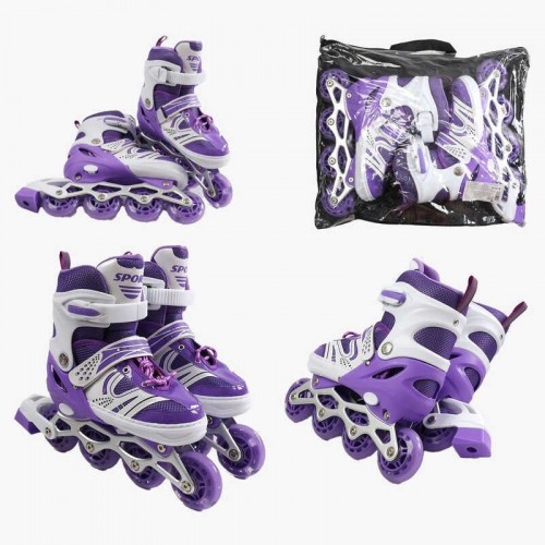 Ролики /размер 39-43/ цвет – ФИОЛЕТОВЫЙ (6) колеса PU, ПЕРЕДНЕЕ КОЛЕСО СВЕТ, d – 6.5 см, в сумке (Best Roller)