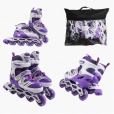 Ролики /размер 29-33/ цвет – ФИОЛЕТОВЫЙ (6) колеса PU, ПЕРЕДНЕЕ КОЛЕСО СВЕТ, d – 6.5 см, в сумке