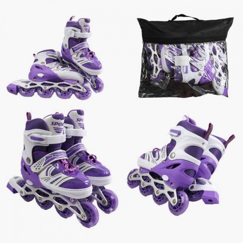 Ролики /размер 29-33/ цвет – ФИОЛЕТОВЫЙ (6) колеса PU, ПЕРЕДНЕЕ КОЛЕСО СВЕТ, d – 6.5 см, в сумке (Best Roller)