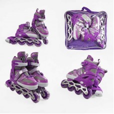 Ролики /размер 34-38/ цвет – фиолетовый (6) колеса PVC, стелька 21-24 см, ПЕРЕДНЕЕ КОЛЕСО СВЕТ, d – 6.5 см, в сумке