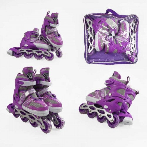 Ролики /размер 34-38/ цвет – фиолетовый (6) колеса PVC, стелька 21-24 см, ПЕРЕДНЕЕ КОЛЕСО СВЕТ, d – 6.5 см, в сумке (Best Roller)
