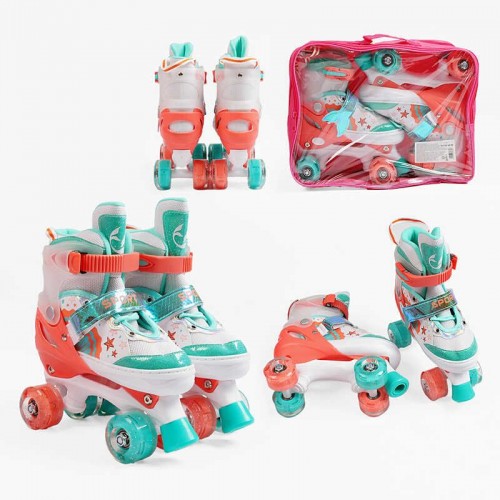 Ролики размер 34-38 (6) цвет Коралловый, стелька 21-24 см, колеса PU, КОЛЕСА СО СВЕТОМ, d колес – 4,5 см, в сумке (Best Roller)