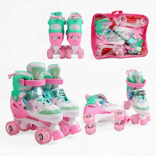 Ролики размер 34-38 (6) цвет Розовый, стелька 21-24 см, колеса PU, КОЛЕСА СО СВЕТОМ, d колес – 4,5 см, в сумке (Best Roller)