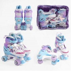 Ролики размер 34-38 (6) цвет Фиолетовый, стелька 21-24 см, колеса PU, КОЛЕСА СО СВЕТОМ, d колес – 4,5 см, в сумке