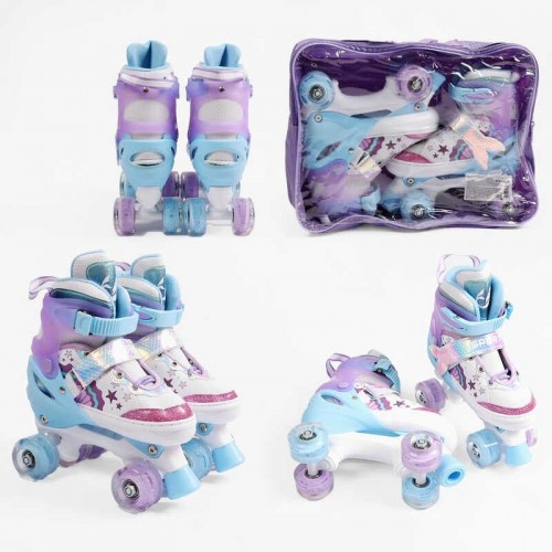 Ролики размер 34-38 (6) цвет Фиолетовый, стелька 21-24 см, колеса PU, КОЛЕСА СО СВЕТОМ, d колес – 4,5 см, в сумке (Best Roller)