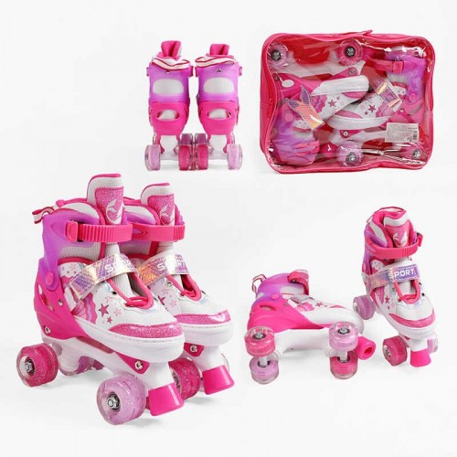 Ролики размер S 31-34 (6) цвет Розовый, стелька 18-21 см, колеса PU, КОЛЕСА СО СВЕТОМ, d колес – 4,5 см, в сумке (Best Roller)