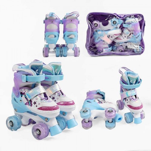 Ролики розмір S 31-34 (6) колір Фіолетовий, устілка 18-21 см, колеса PU, КОЛЕСА ЗІ СВІТЛОМ, d коліс – 4,5 см, в сумці (Best Roller)