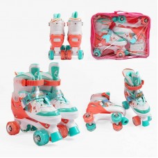 Ролики розмір 31-34 (6) колір Кораловий, устілка 18-21 см, колеса PU, КОЛЕСА ЗІ СВІТЛОМ, d коліс – 4,5 см, в сумці