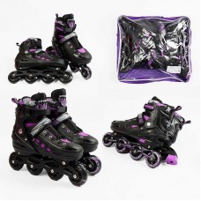 Ролики /размер 39-43/ цвет – Фиолетовый (6) колеса PU, ПЕРЕДНЕЕ КОЛЕСО СВЕТ, d – 6.5 см, в сумке