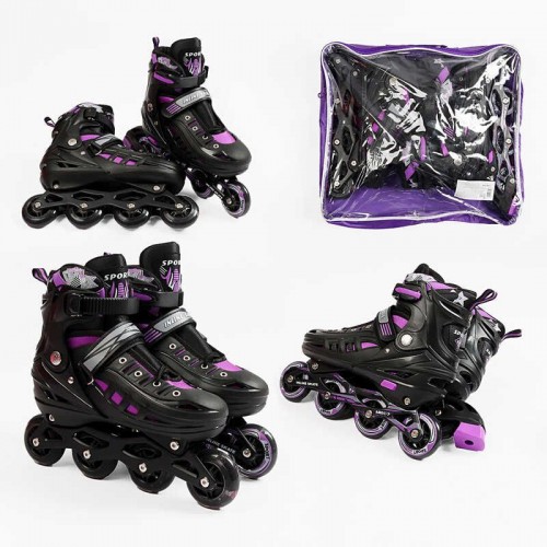 Ролики /размер 39-43/ цвет – Фиолетовый (6) колеса PU, ПЕРЕДНЕЕ КОЛЕСО СВЕТ, d – 6.5 см, в сумке (Best Roller)