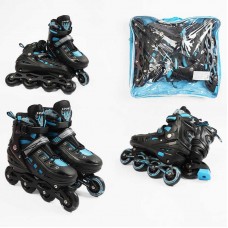 Ролики /размер 39-43/ цвет – Синий (6) колеса PU, ПЕРЕДНЕЕ КОЛЕСО СВЕТ, d – 6.5 см, в сумке