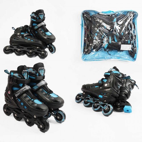 Ролики /размер 39-43/ цвет – Синий (6) колеса PU, ПЕРЕДНЕЕ КОЛЕСО СВЕТ, d – 6.5 см, в сумке (Best Roller)