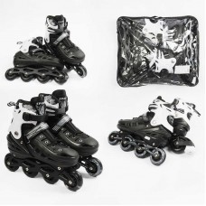 Ролики /размер 39-43/ цвет – Черный (6) колеса PU, ПЕРЕДНЕЕ КОЛЕСО СВЕТ, d – 6.5 см, в сумке