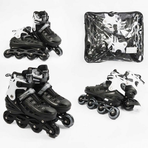 Ролики /размер 39-43/ цвет – Черный (6) колеса PU, ПЕРЕДНЕЕ КОЛЕСО СВЕТ, d – 6.5 см, в сумке (Best Roller)