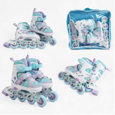 Ролики размер 29-33 (6) цвет Бирюзовый, стелька 18-20 см, колеса PU, d колес – 6 см, подсветка колес, в сумке