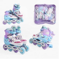Ролики размер 34-38 (6) цвет Фиолетовый, стелька 22-24 см, колеса PU, d колес – 6 см, подсветка колес, в сумке