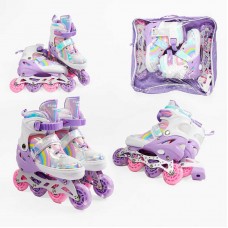 Ролики размер 34-38 (6) цвет Фиолетовый, стелька 22-24 см, колеса PU, d колес – 6 см, подсветка колес, в сумке