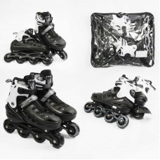 Ролики /размер 34-38/ цвет – Черный (6) колеса PU, ПЕРЕДНЕЕ КОЛЕСО СВЕТ, d – 6.5 см, в сумке