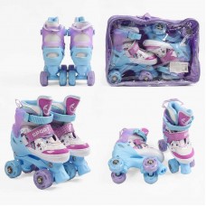 Ролики 80117-05 S размер цвет Фиолетовый, стелька 19-21 см, колеса PU, КОЛЕСА СО СВЕТОМ, d колес – 4,5 см, в сумке