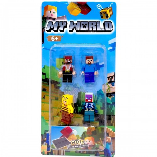 Набор героев "Майнкрафт/Minecraft" 4 фигурки, оружие, подвижные ручки и ножки (MiC)