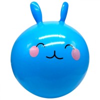 Мяч для фитнеса, диаметр 43 см, высота с ушками 53 см, в пакете (Голубой)