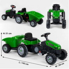 Трактор педальний з причепом Pilsan GREEN (1) клаксон на кермі, сидіння регульоване, задні колеса з гумовими накладками, в коробці