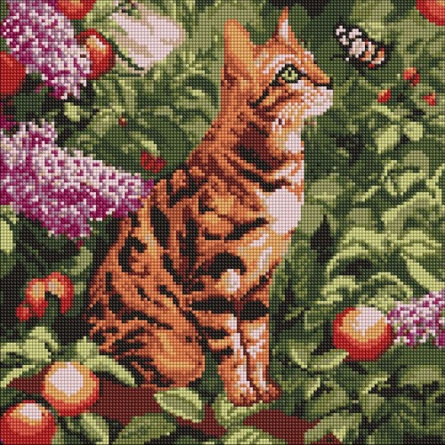 Алмазна мозаїка "Бенгальський кіт" 40х40 см (Ідейка)